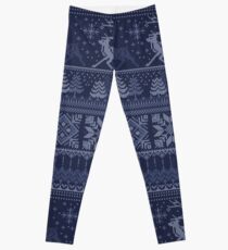 Knitted blue christmas pattern Leggings