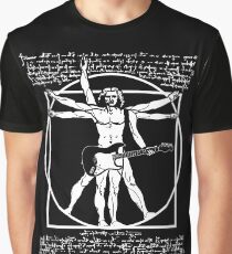 VITRUVIAN MAN PLAYING THE GUITAR - DA VINCI GUITARIST - LEONARDO DA VINCI PARODY Graphic T-Shirt