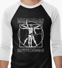 VITRUVIAN MAN PLAYING THE GUITAR - DA VINCI GUITARIST - LEONARDO DA VINCI PARODY Men's Baseball ¾ T-Shirt