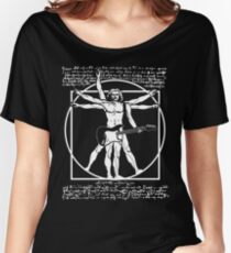 Camiseta ancha para mujer HOMBRE VITRUVIEO JUGANDO LA GUITARRA - GUITARRISTA DA VINCI - LEONARDO DA VINCI PARODY