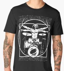 DA VINCI DRUMMER - VITRUVIAN MAN PLAYING THE DRUMS - LEONARDO DA VINCI VITRUVIAN MAN PARODY FOR DRUMMERS Men's Premium T-Shirt