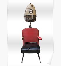 Vintage Retro Barber Hair Dryer And Chair Poster