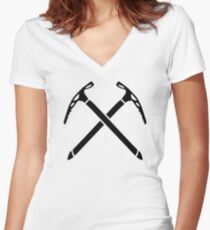 Ice climbing picks axe Women's Fitted V-Neck T-Shirt