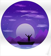 Landscape night illustration Poster