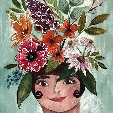 Flower head flapper brown eyes Sticker for Sale by