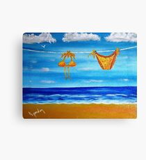 itsy bitsy teeny weenie orange polka dot bikini Canvas Print