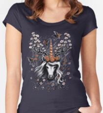Deer Unicorn Flowers Women's Fitted Scoop T-Shirt