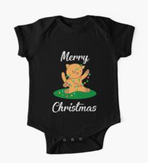Merry Christmas Cat One Piece - Short Sleeve
