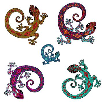 Artwork thumbnail, Hand Painted Geckos Sticker Pack by heartsake