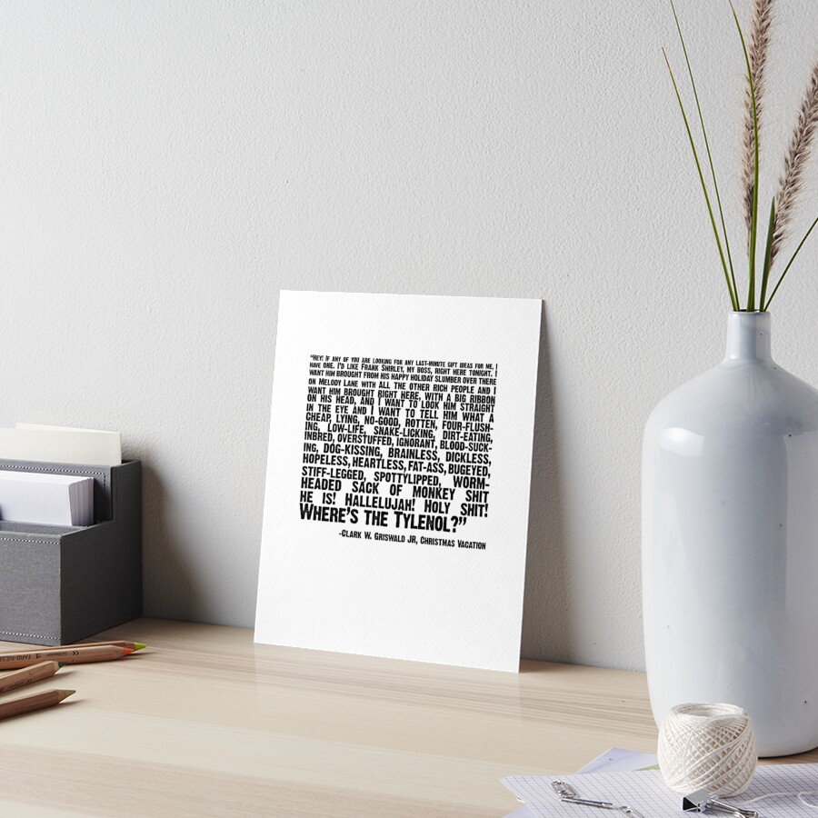 &quot;Christmas Vacation Quote; &quot;wheres the tylenol?&quot;&quot; Art Board Print by rileyswart | Redbubble