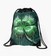 Four Leaf Clover Drawstring Bag