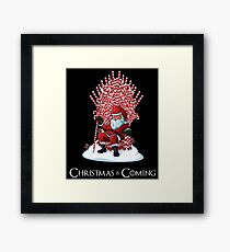 Christmas Is Coming Santa Candy Cane Throne T-Shirt Framed Print