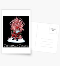 Weihnachten kommt Santa Candy Cane Thron T-Shirt Postkarten