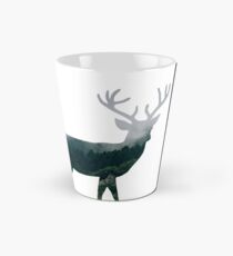 Buck Deer with Misty Evergreen Forest Woods Silhouette - Spirit of the Wild . Tall Mug