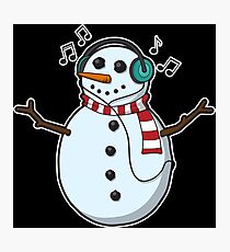 Headphone Snowmie Winter Snowman Christmas Gift Photographic Print