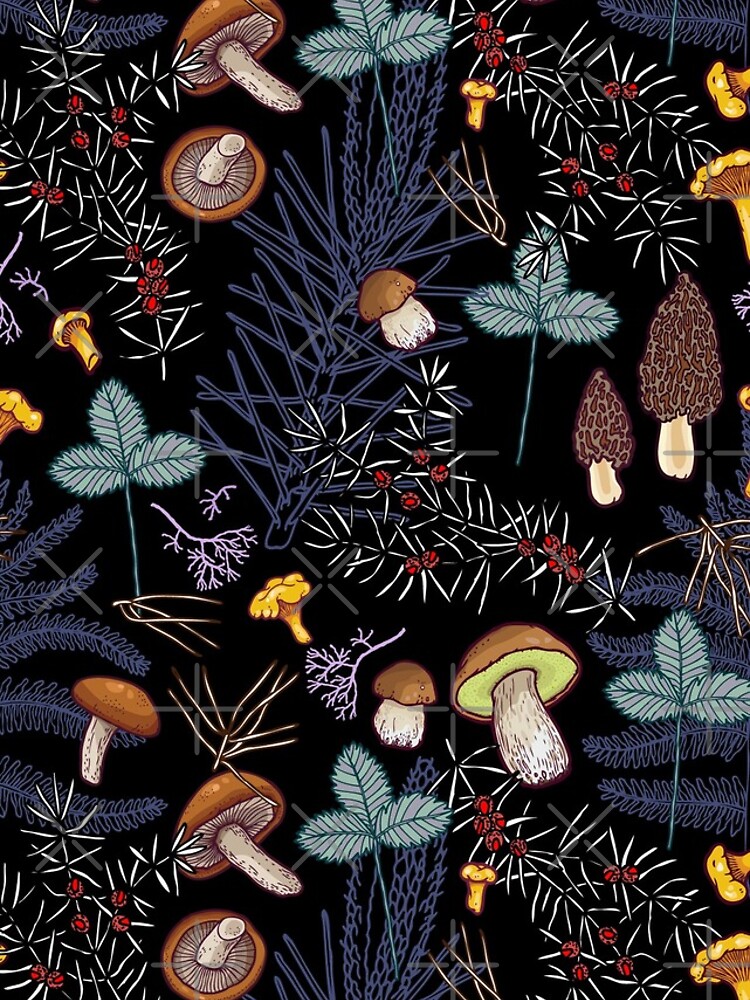 dark wild forest mushrooms by smalldrawing