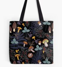 dark wild forest mushrooms Tote Bag