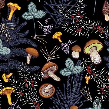 Artwork thumbnail, dark wild forest mushrooms by smalldrawing