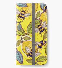 Gelber Zitronen- und Bienengarten. iPhone Flip-Case/Hülle/Skin