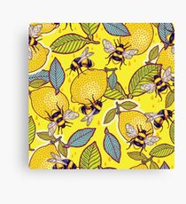 Yellow lemon and bee garden. Canvas Print