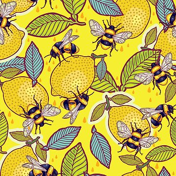 Artwork thumbnail, Yellow lemon and bee garden. by smalldrawing
