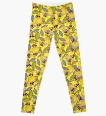 Yellow lemon and bee garden. Leggings