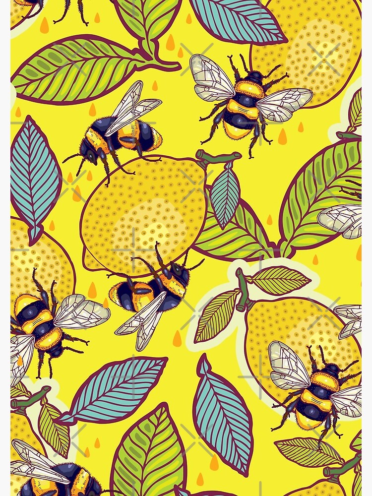Yellow lemon and bee garden. by smalldrawing