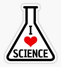 I love science stickers with red heart on Erlenmeyer flask Sticker