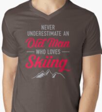 Never Underestimate An Old Man Who Loves Skiing DI504 New Product Men's V-Neck T-Shirt