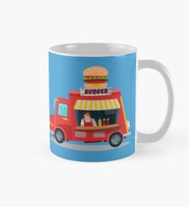 Street Food Concept with Burger Food Truck and Seller Classic Mug