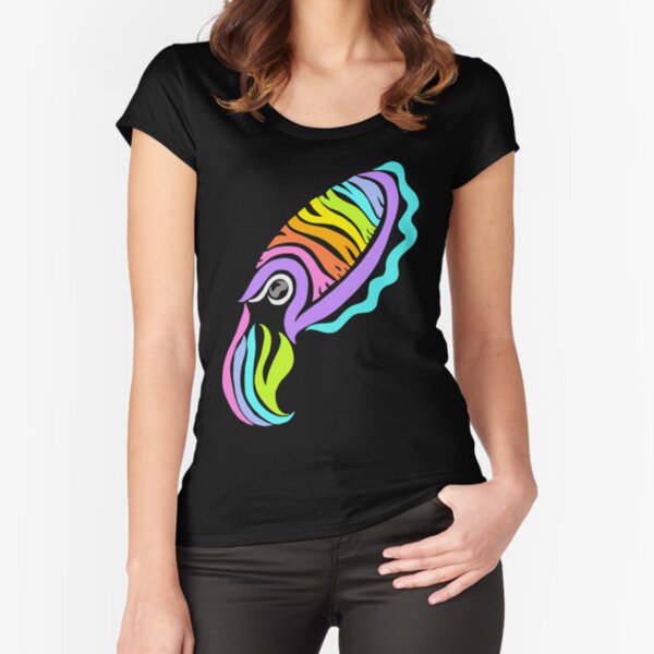Deep-sea Neon - Tribalish Cuttlefish Fitted Scoop T-Shirt