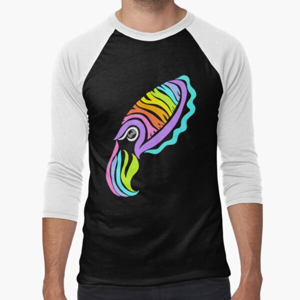 Deep-sea Neon - Tribalish Cuttlefish Baseball ¾ Sleeve T-Shirt