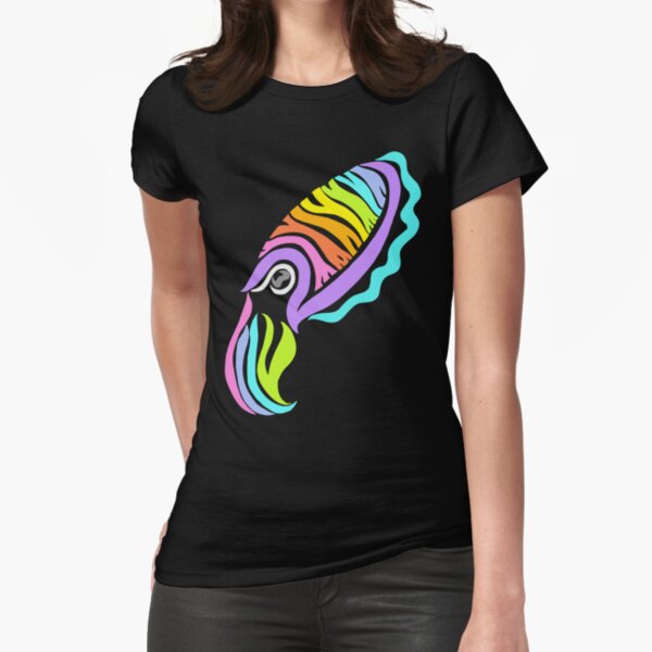 Deep-sea Neon - Tribalish Cuttlefish Fitted T-Shirt