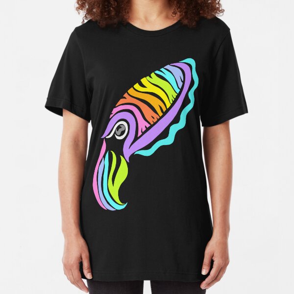Deep-sea Neon - Tribalish Cuttlefish Slim Fit T-Shirt