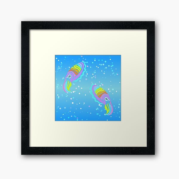 Deep-sea Neon - Tribalish Cuttlefish Framed Art Print