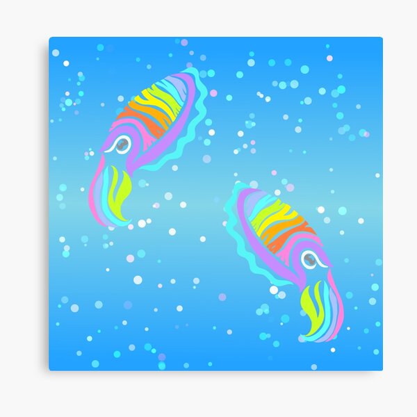 Deep-sea Neon - Tribalish Cuttlefish Canvas Print