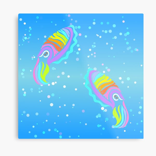 Deep-sea Neon - Tribalish Cuttlefish Metal Print