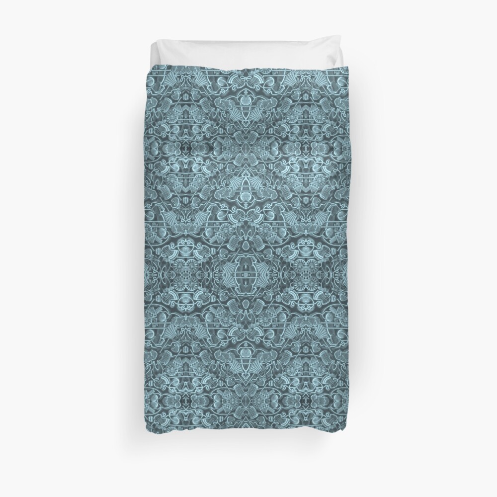 Kaleidoscope Vintage Endpaper (cyan) Duvet Cover