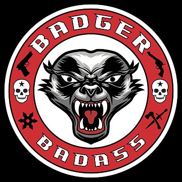 Artwork thumbnail, Badass Badger, Badass Tshirt With Honey Badger, Attitute Tshirt for Men, Rebel Gift for Him by Catinorbit