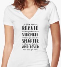 You Are Braver Than You Believe Winnie The Pooh Fitted V-Neck T-Shirt