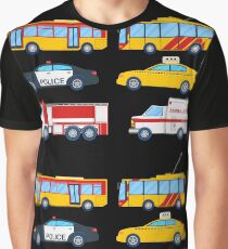 City Transportation Set with Bus, Trolley and Taxi. Graphic T-Shirt