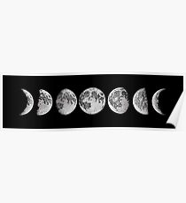 Moon Lunar Phases Illustration Poster