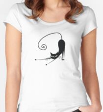 Black cat silhouette Women's Fitted Scoop T-Shirt