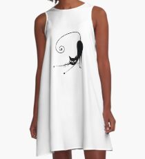 Black cat silhouette A-Line Dress