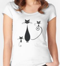 Black cats family Women's Fitted Scoop T-Shirt