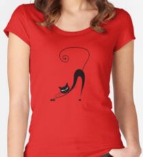 Black cat silhouette Women's Fitted Scoop T-Shirt