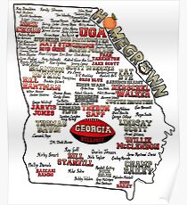 UGA Football Map Homegrown Poster