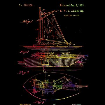 1883 vintage Fishing float Patent colorful art drawing-fishing  lover-fisherman gift Sticker for Sale by ismdesigner