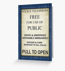 Free For Use Of Public - Vintage British Police Call Box Sign - C/W Frame Greeting Card