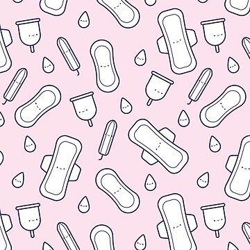 Artwork thumbnail, Menstruation Pink White Cute Period Pad Tampon Pattern by JessicaAmber